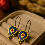 Boho Lapis Coral Earrings – One of a Kind Sterling Silver Bronze Spiral Drop Dangle