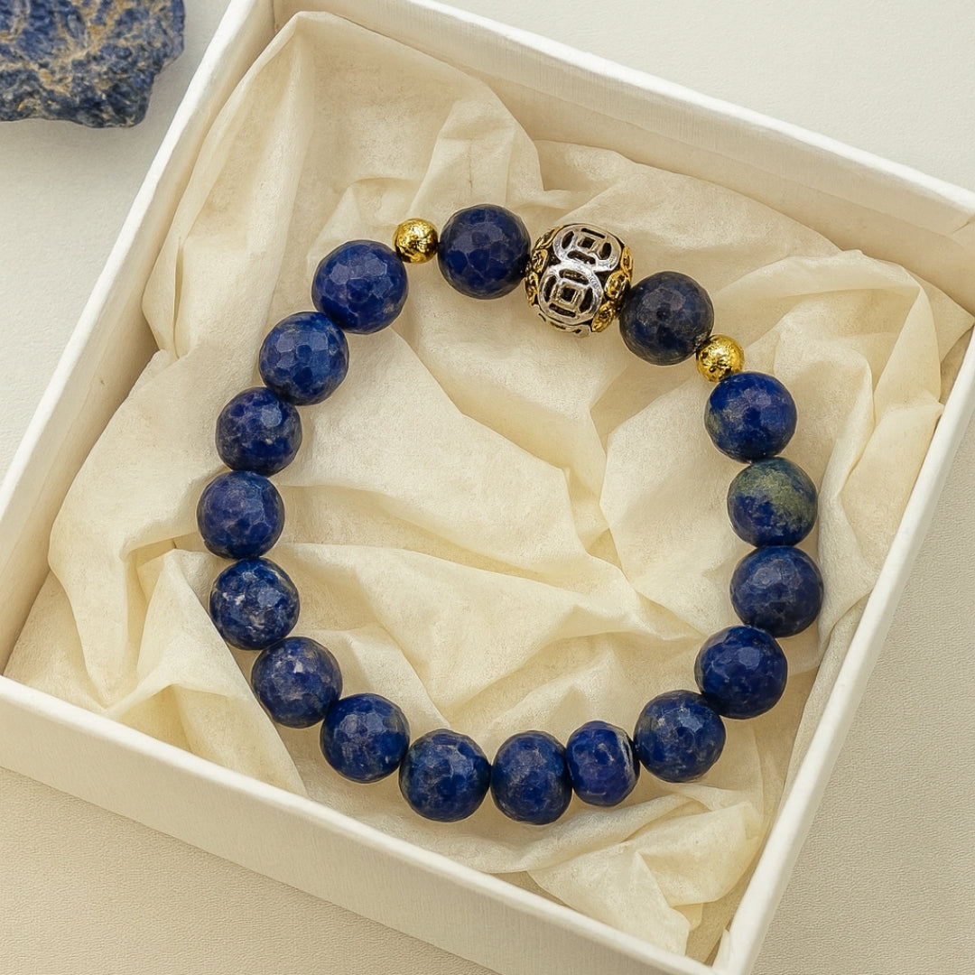 Lapis Lazuli Healing Bracelet 8mm|Healing Crystal Jewelry for Intuition