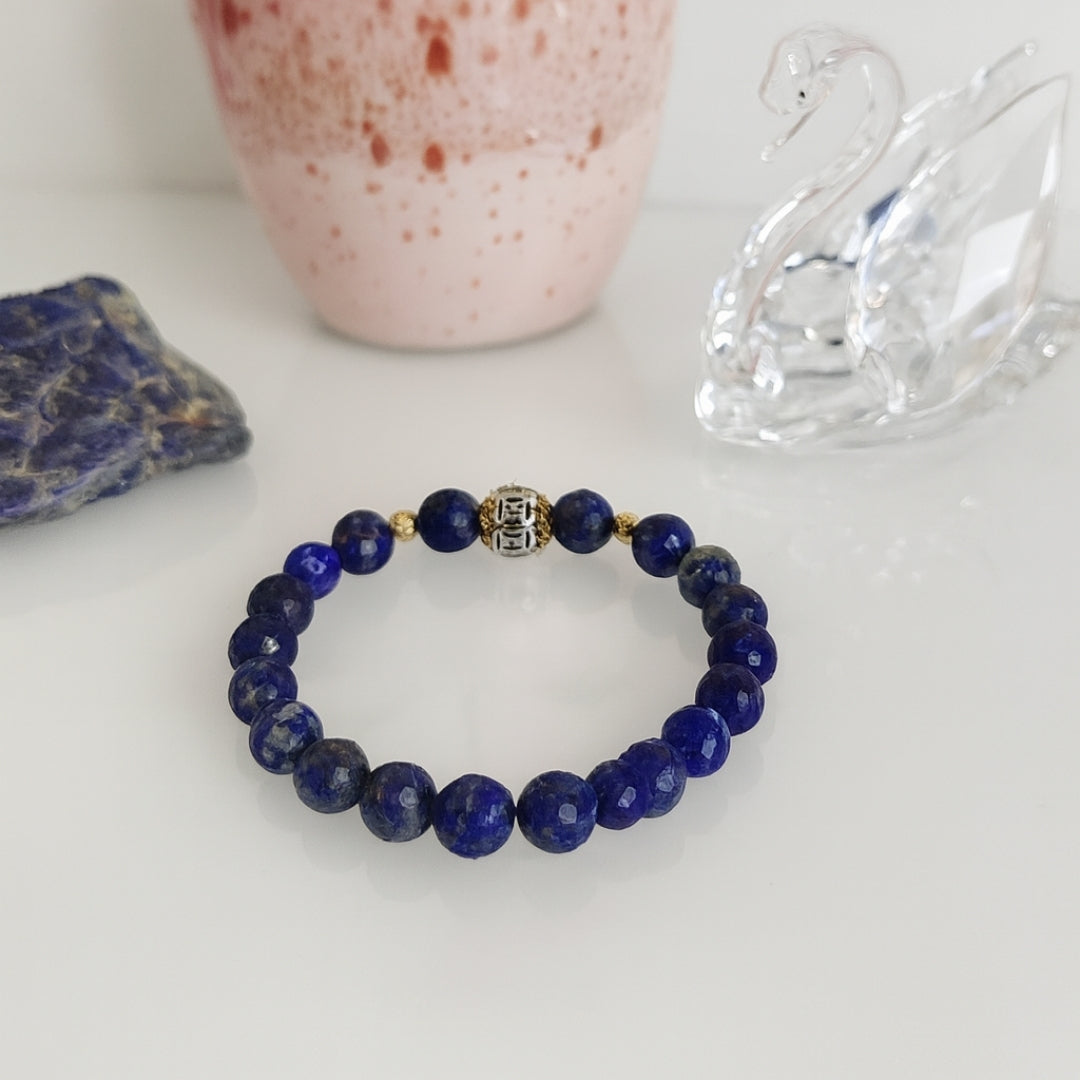 Lapis Lazuli Healing Bracelet 8mm|Healing Crystal Jewelry for Intuition