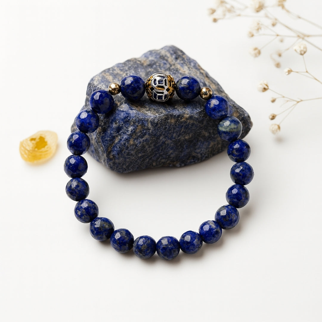 Lapis Lazuli Healing Bracelet 8mm|Healing Crystal Jewelry for Intuition