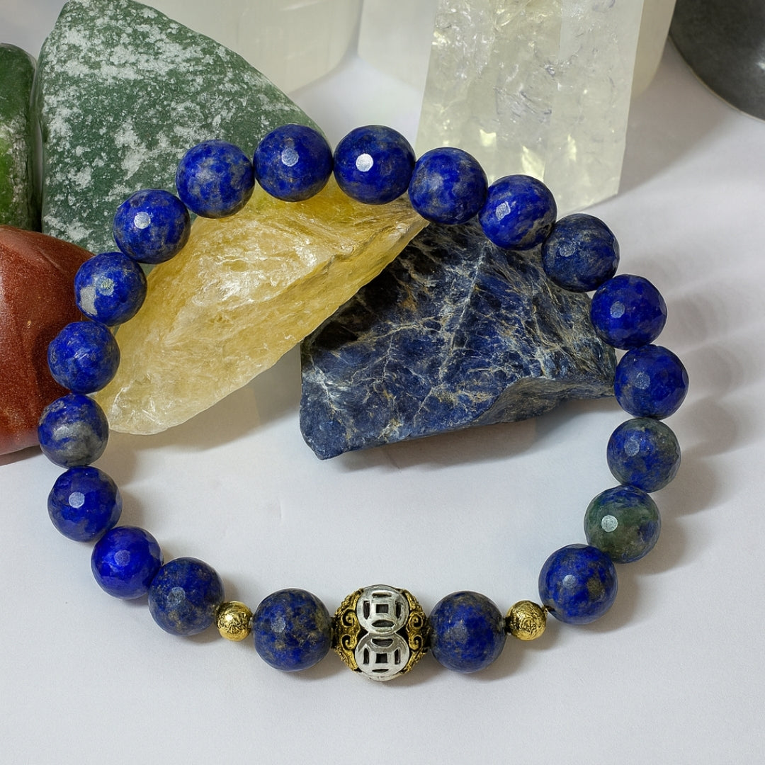 Lapis Lazuli Healing Bracelet 8mm|Healing Crystal Jewelry for Intuition