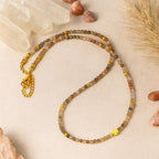 Strawberry Quartz Necklace 3mm Faceted Beads | Golden Clover Talisman Jewelry