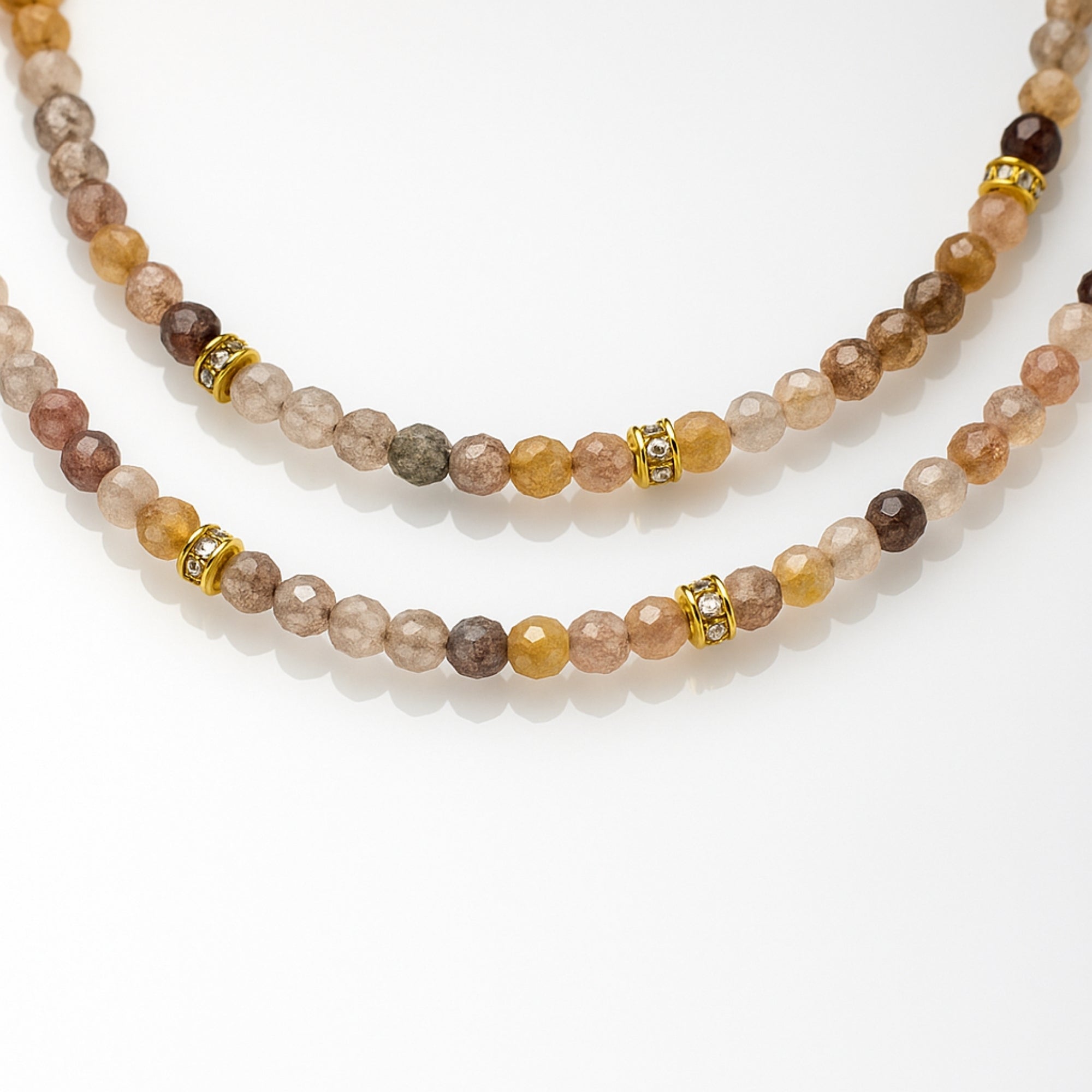 Strawberry Quartz Necklace 3mm Faceted Beads | Golden Clover Talisman Jewelry
