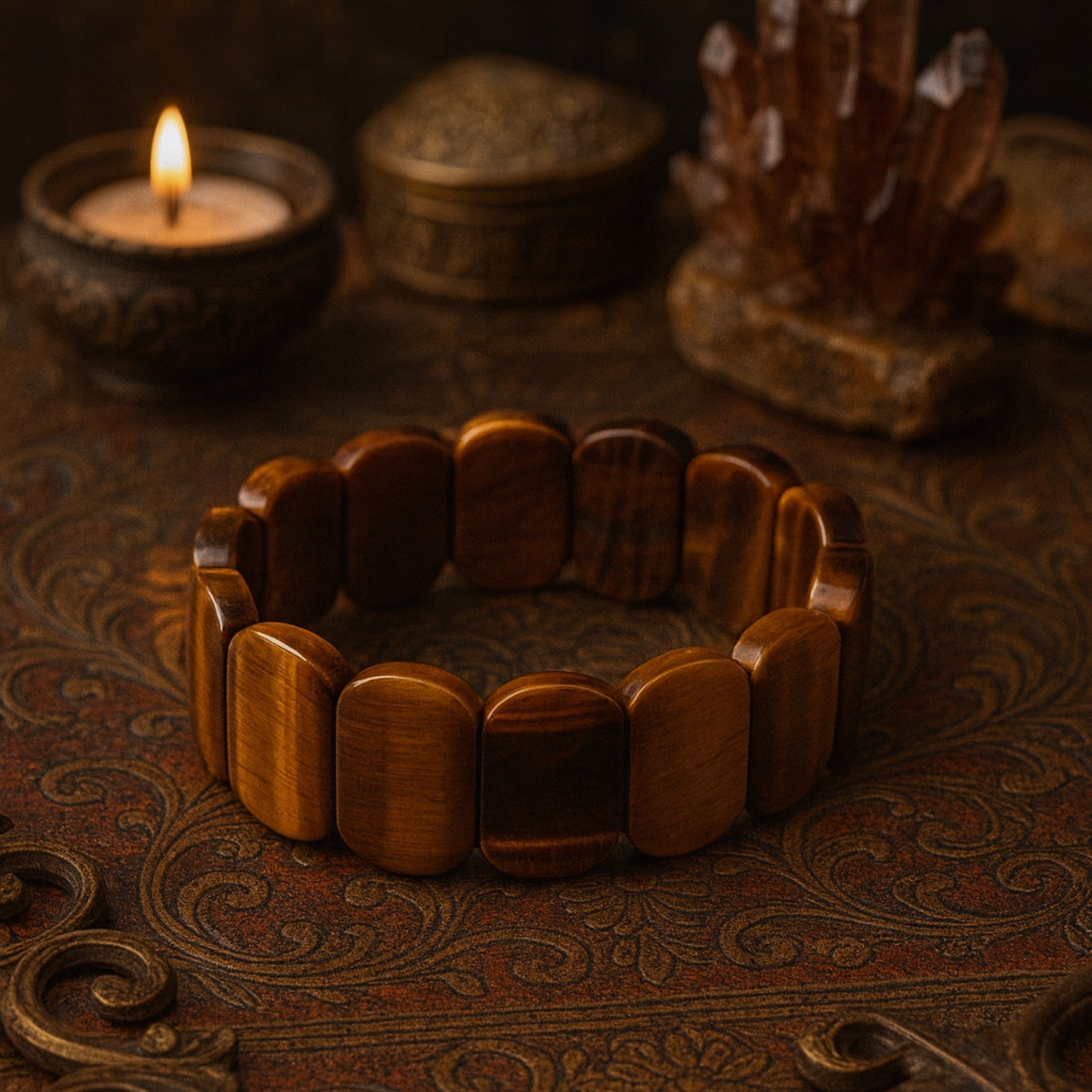Tiger Eye Aegis Bracelet | Premium 16x24 mm Tiger Eye Jewelry