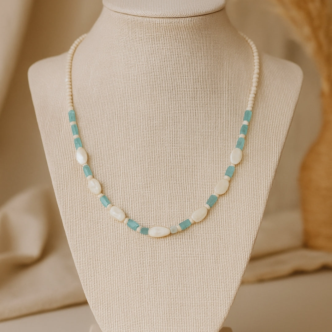 Moonstone Aquamarine Necklace Emotional Balance Intuition Calm Energy Healing Crystal Jewelry Lunar Harmony Talisman Handmade Gift for Her
