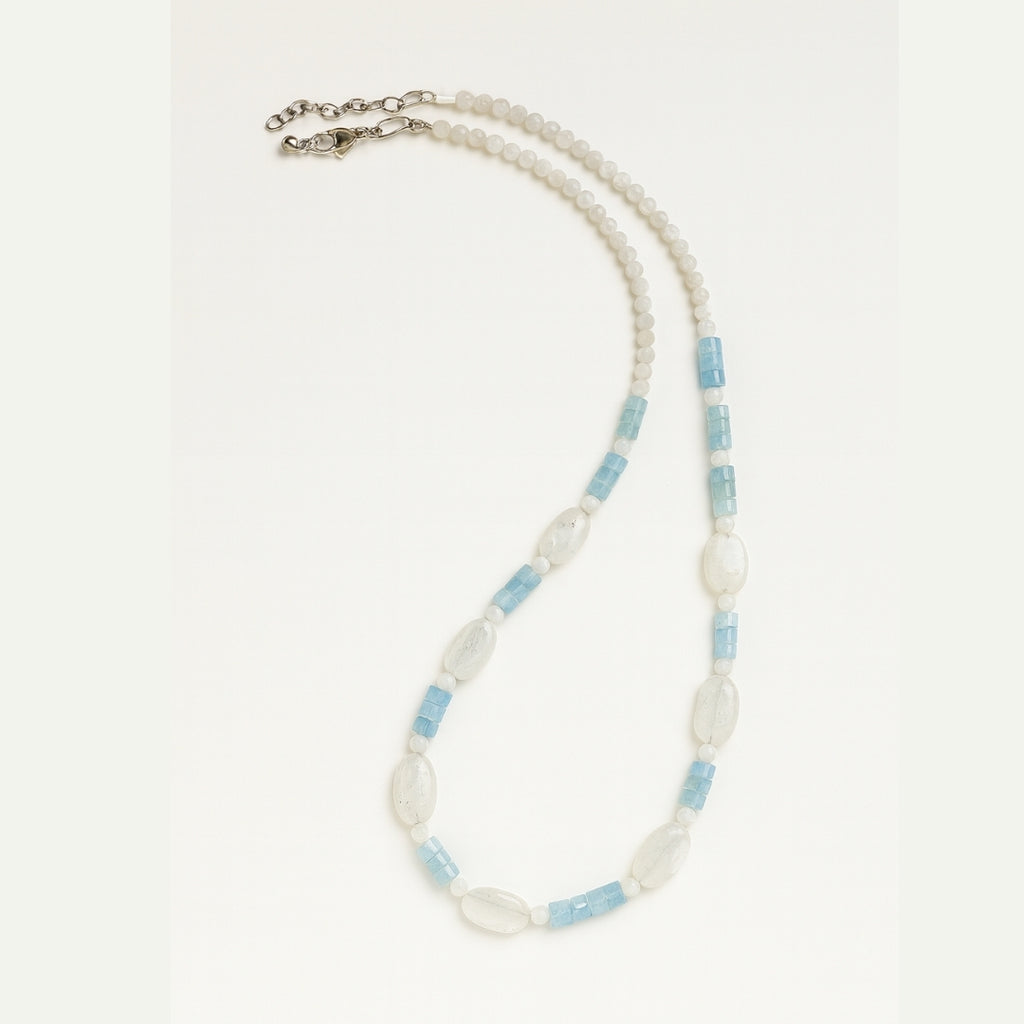 Moonstone Aquamarine Necklace Emotional Balance Intuition Calm Energy Healing Crystal Jewelry Lunar Harmony Talisman Handmade Gift for Her