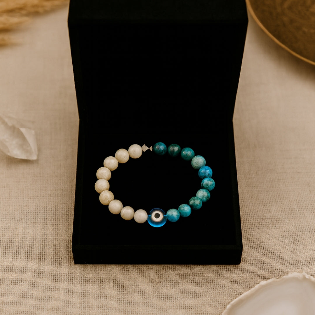 Moonstone Blue Apatite LunaFit Bracelet Weight Loss Focus Calm Energy Intuition Discipline Protection Motivation Handmade Gift for Her