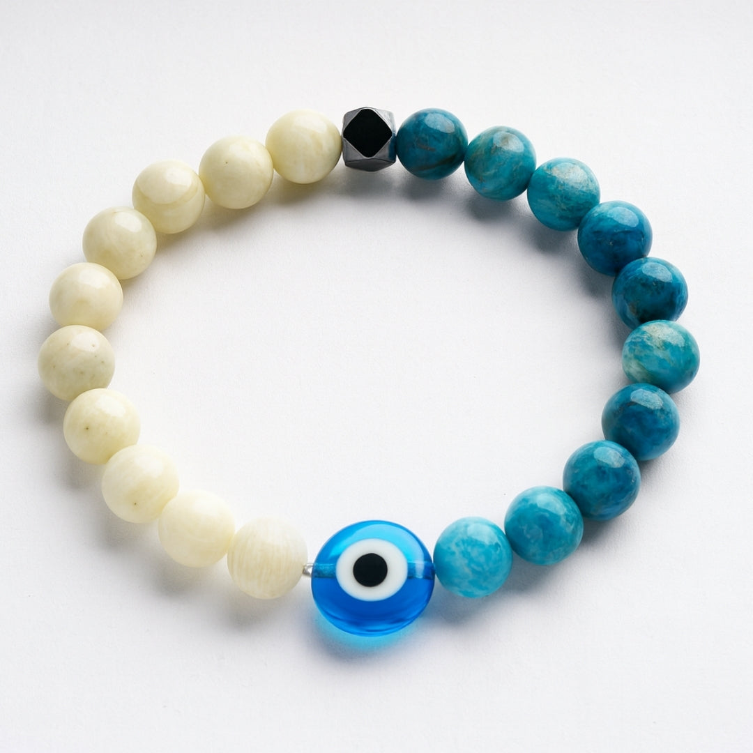 Moonstone Blue Apatite LunaFit Bracelet Weight Loss Focus Calm Energy Intuition Discipline Protection Motivation Handmade Gift for Her