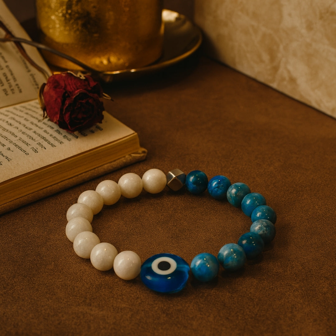 Moonstone Blue Apatite LunaFit Bracelet Weight Loss Focus Calm Energy Intuition Discipline Protection Motivation Handmade Gift for Her