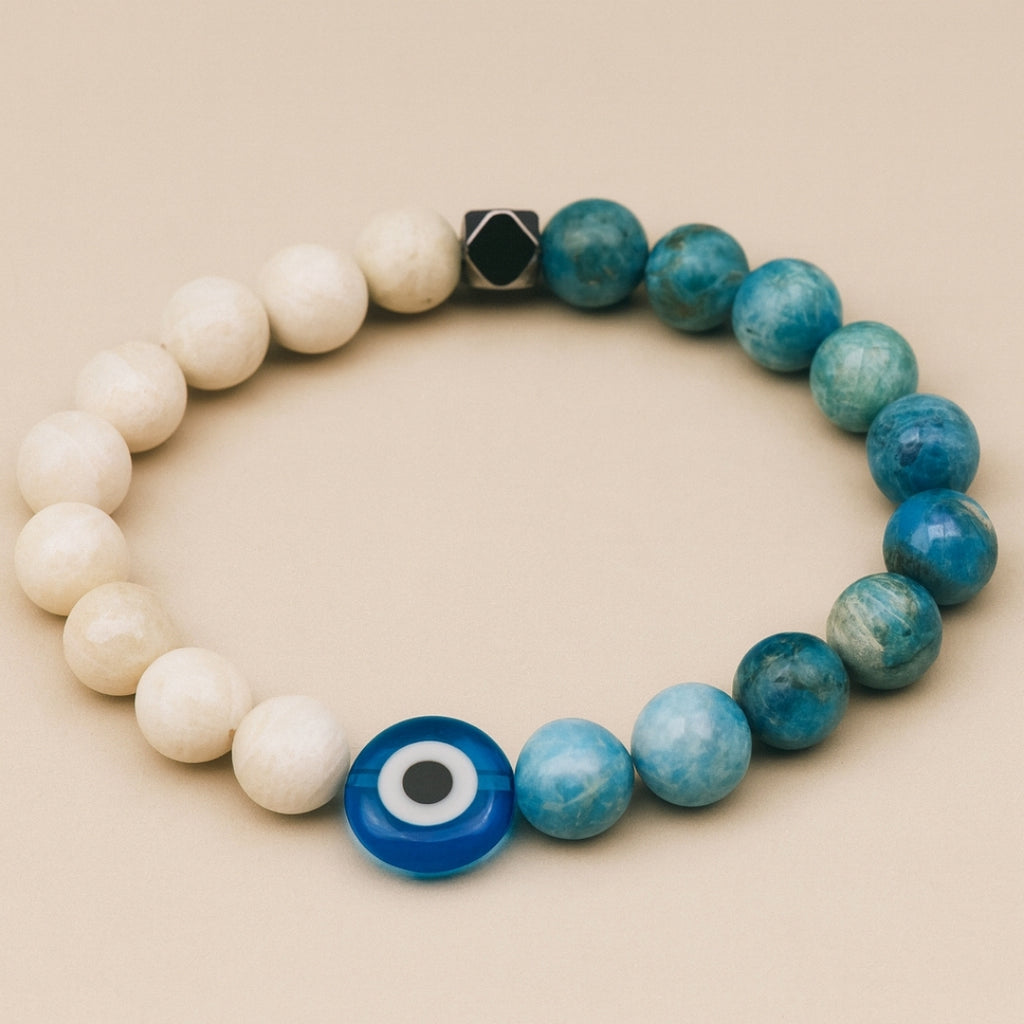 Moonstone Blue Apatite LunaFit Bracelet Weight Loss Focus Calm Energy Intuition Discipline Protection Motivation Handmade Gift for Her