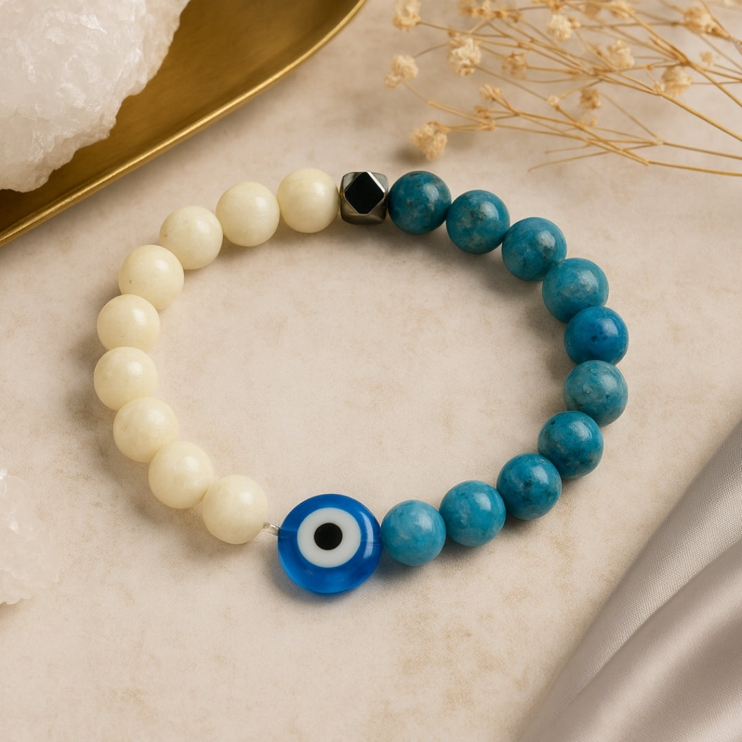 Moonstone Blue Apatite LunaFit Bracelet Weight Loss Focus Calm Energy Intuition Discipline Protection Motivation Handmade Gift for Her