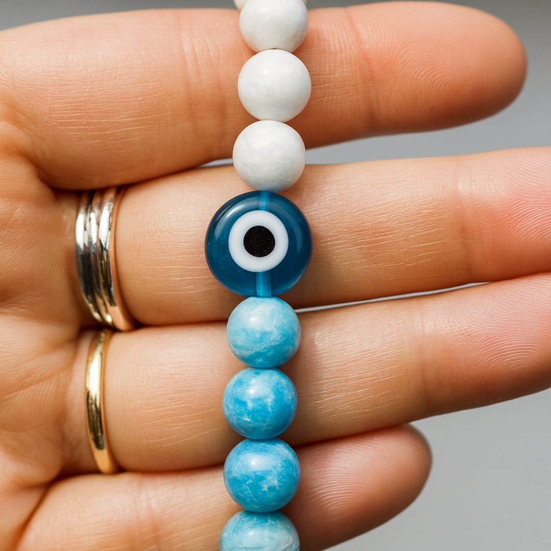 Moonstone Blue Apatite LunaFit Bracelet Weight Loss Focus Calm Energy Intuition Discipline Protection Motivation Handmade Gift for Her