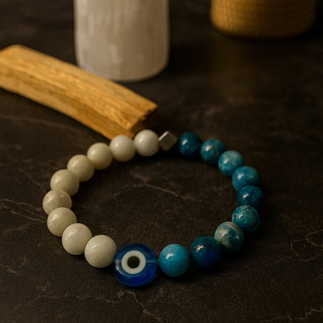 Moonstone Blue Apatite LunaFit Bracelet Weight Loss Focus Calm Energy Intuition Discipline Protection Motivation Handmade Gift for Her