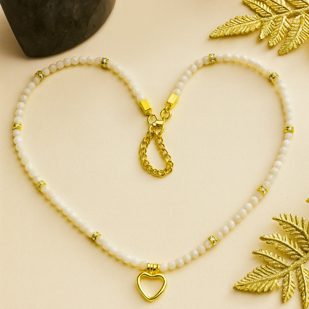 Moonstone Heart Necklace | 3 mm Faceted Dainty Moonstone Pendant