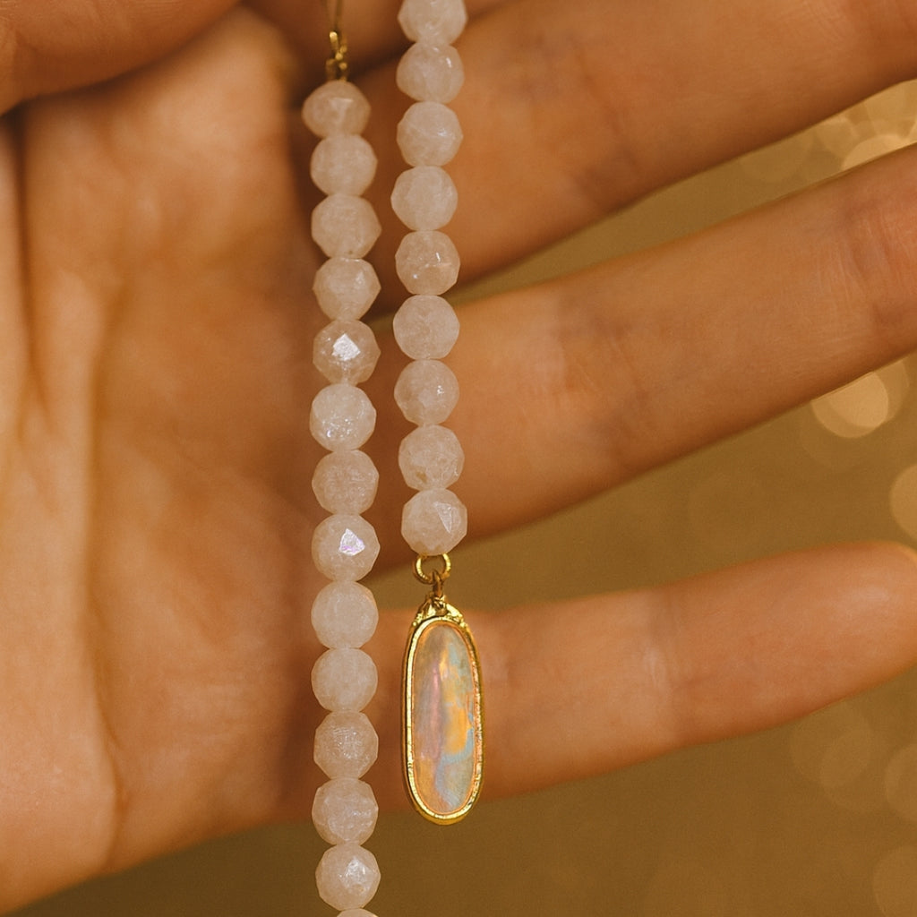 Morganite Radiance Necklace | 5mm Faceted Morganite | Gold Accents