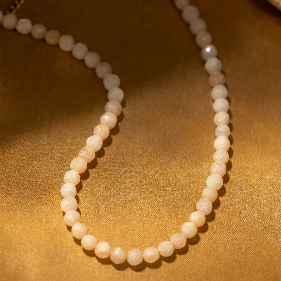Morganite Radiance Necklace | 5mm Faceted Morganite | Gold Accents