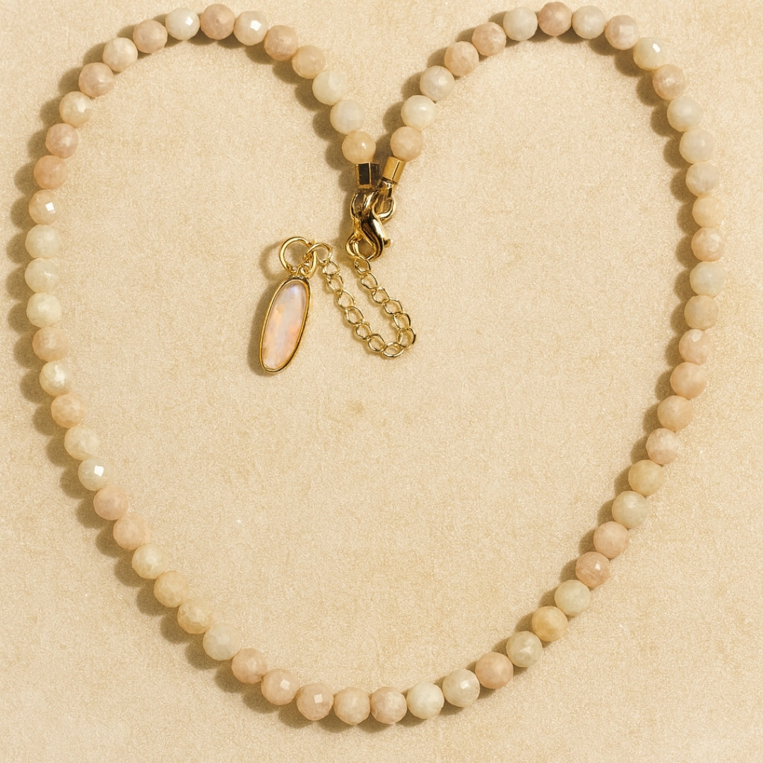 Morganite Radiance Necklace | 5mm Faceted Morganite | Gold Accents