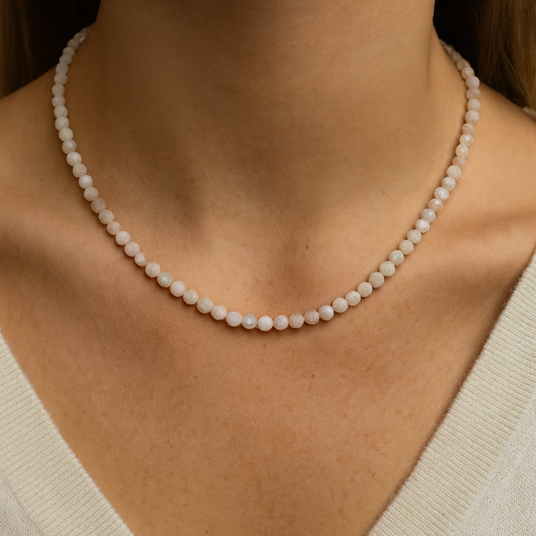 Morganite Radiance Necklace | 5mm Faceted Morganite | Gold Accents