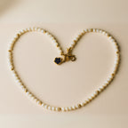 Nacre Moonlight Seal Dainty Necklace | 4mm Mother of Pearl & Gold Spacer