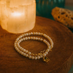 Nacre Moonlight Seal Dainty Necklace | 4mm Mother of Pearl & Gold Spacer