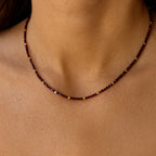 Garnet Cube Cut Necklace 2mm