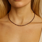 Garnet Cube Cut Necklace 2mm
