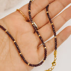 Garnet Cube Cut Necklace 2mm