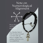 Obsidian Seal of Ankh |Silver Obsidian Hematite Necklace 6 mm