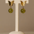 Peridot Light Earrings Stainless Steel Butterfly Earrings Natural Peridot Gemstone