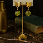 Peridot Light Earrings Stainless Steel Butterfly Earrings Natural Peridot Gemstone
