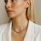 Angelite Faceted Crystal Necklace 6mm