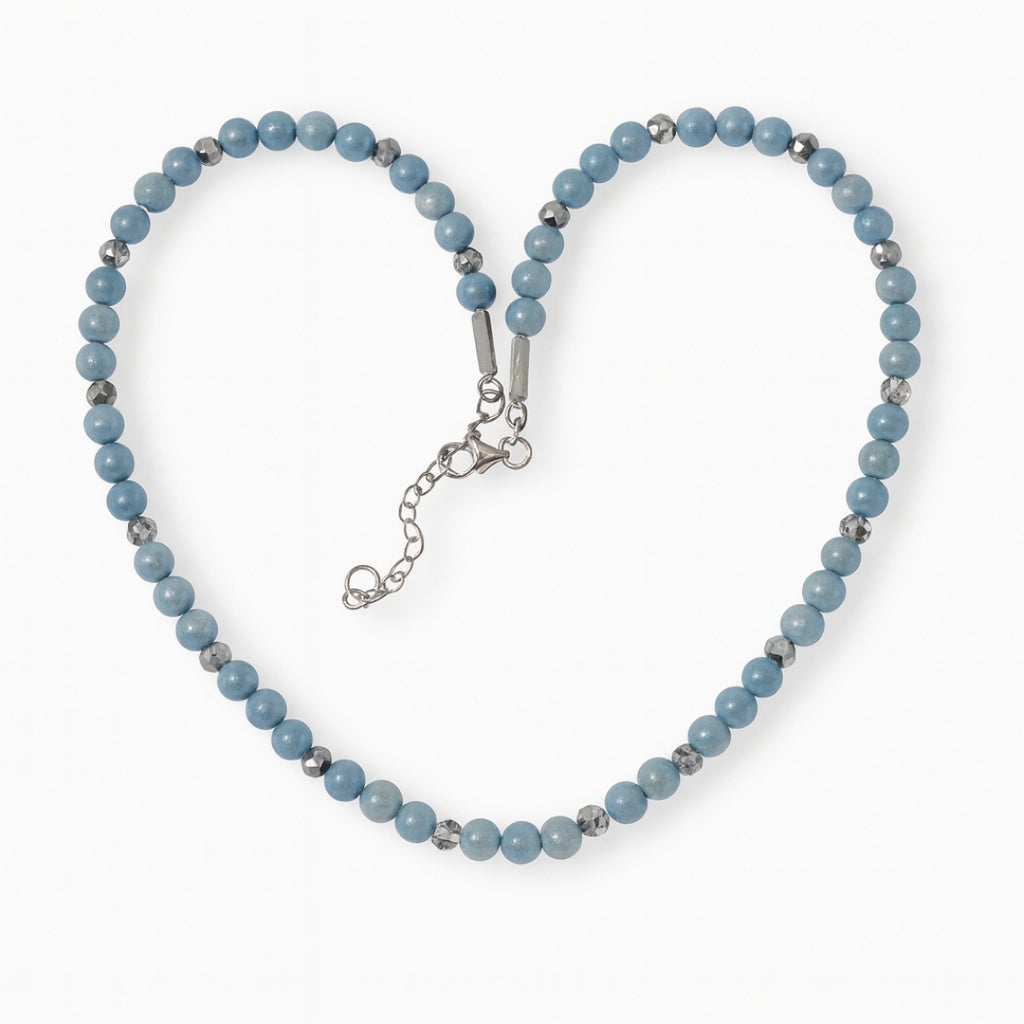 Angelite Faceted Crystal Necklace 6mm Calm Energy Communication Serenity Angelic Protection Angelic Guidance Talisman Handmade Gift for Her