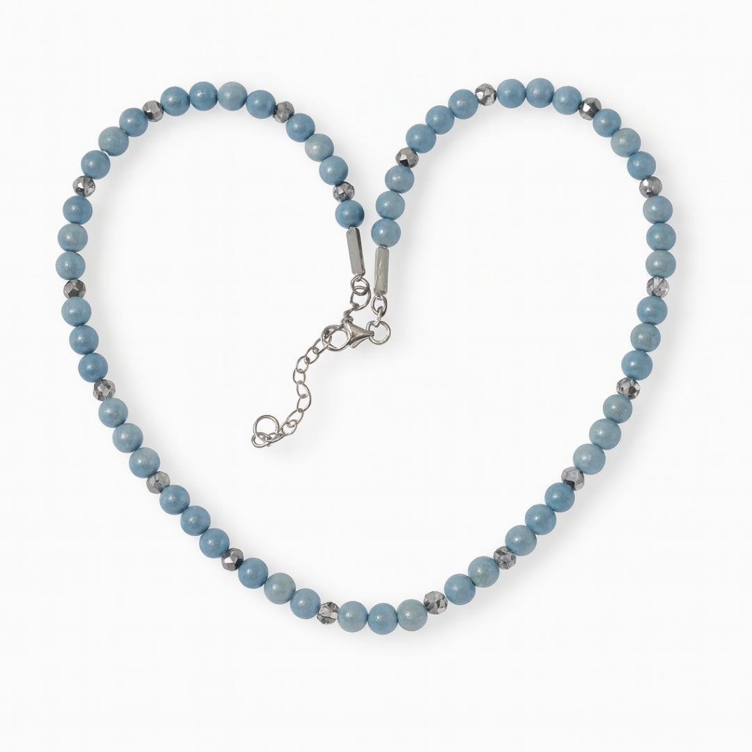Angelite Faceted Crystal Necklace 6mm Calm Energy Communication Serenity Angelic Protection Angelic Guidance Talisman Handmade Gift for Her