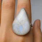 Rainbow Moonstone Ring Selene Spectrum Adjustable 925 Sterling Silver