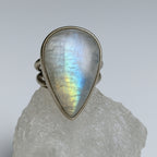Rainbow Moonstone Ring Selene Spectrum Adjustable 925 Sterling Silver