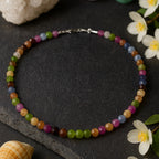 Rainbow Tourmaline Necklace 925 Sterling Silver Multicolor Gemstone Jewelry