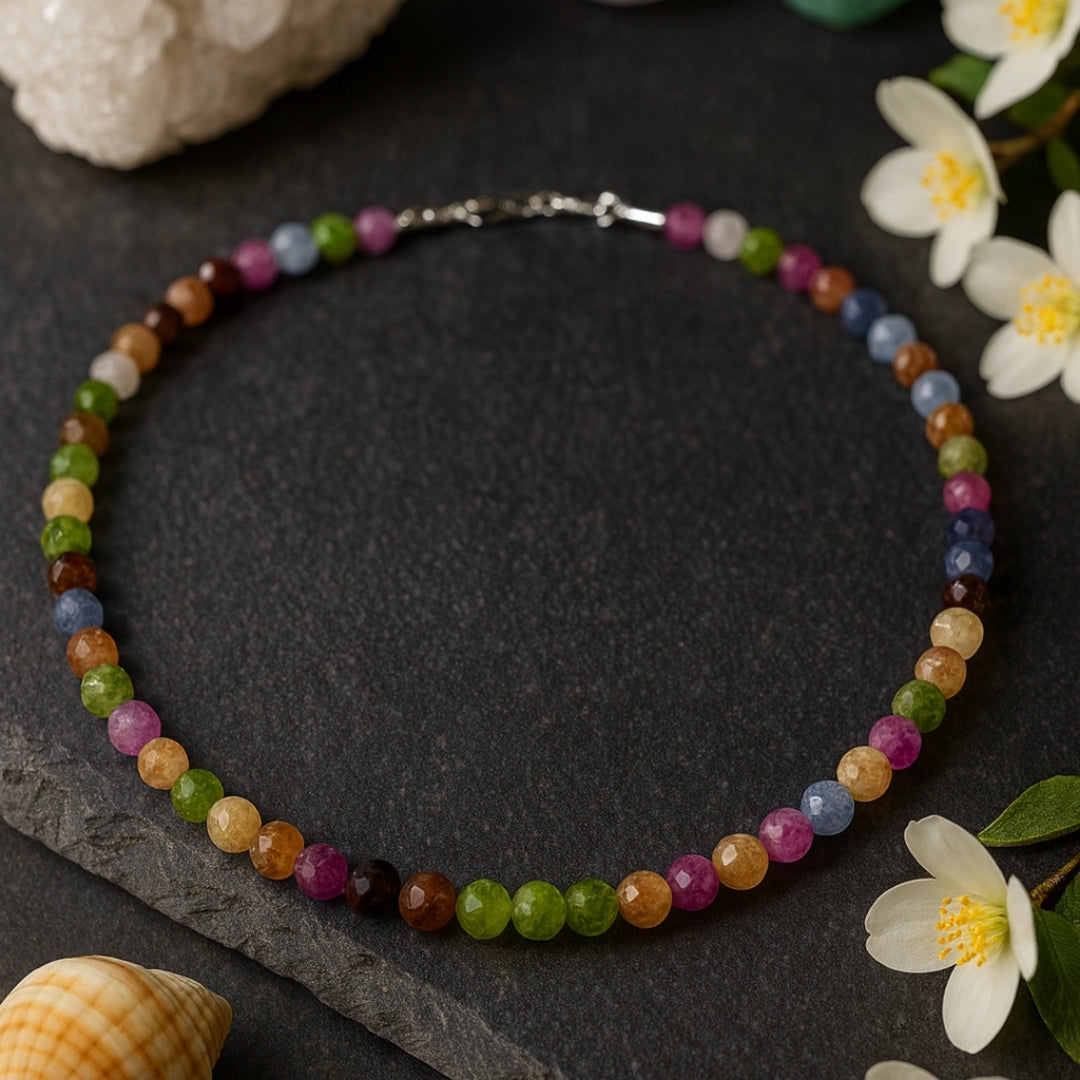 Rainbow Tourmaline Necklace 925 Sterling Silver Multicolor Gemstone Jewelry Luxury Healing Candy Tourmaline Crystal Talisman Gift for Her