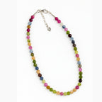 Rainbow Tourmaline Necklace 925 Sterling Silver Multicolor Gemstone Jewelry