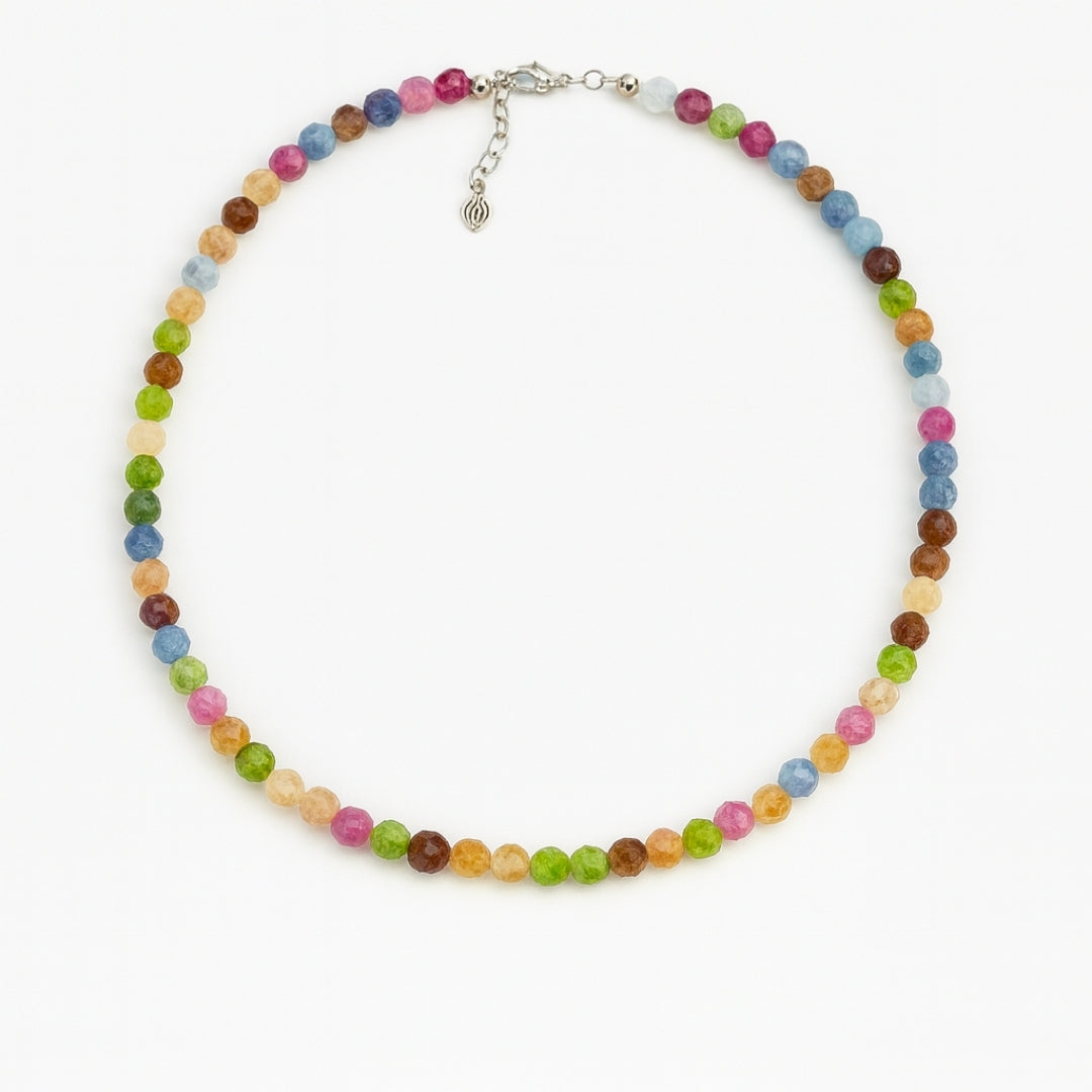 Rainbow Tourmaline Necklace 925 Sterling Silver Multicolor Gemstone Jewelry Luxury Healing Candy Tourmaline Crystal Talisman Gift for Her