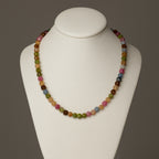 Rainbow Tourmaline Necklace 925 Sterling Silver Multicolor Gemstone Jewelry