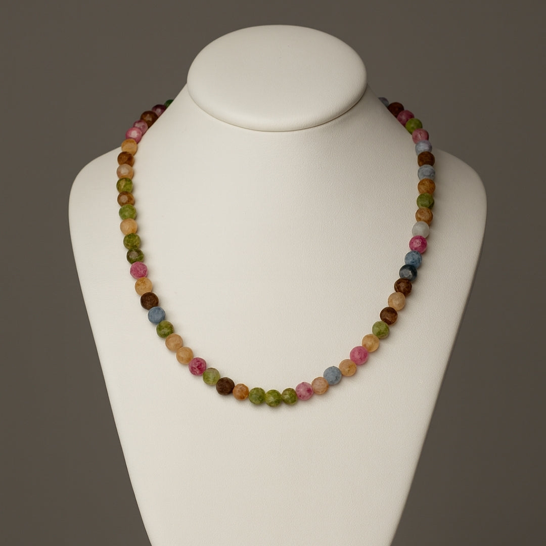 Rainbow Tourmaline Necklace 925 Sterling Silver Multicolor Gemstone Jewelry Luxury Healing Candy Tourmaline Crystal Talisman Gift for Her