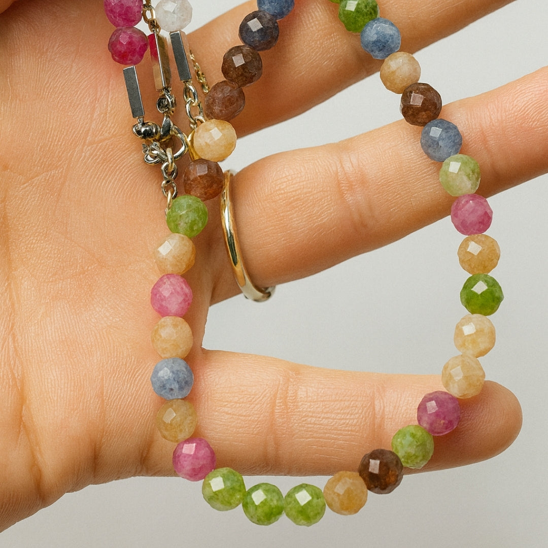 Rainbow Tourmaline Necklace 925 Sterling Silver Multicolor Gemstone Jewelry Luxury Healing Candy Tourmaline Crystal Talisman Gift for Her