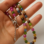 Rainbow Tourmaline Necklace 925 Sterling Silver Multicolor Gemstone Jewelry