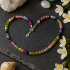 Rainbow Tourmaline Necklace 925 Sterling Silver Multicolor Gemstone Jewelry