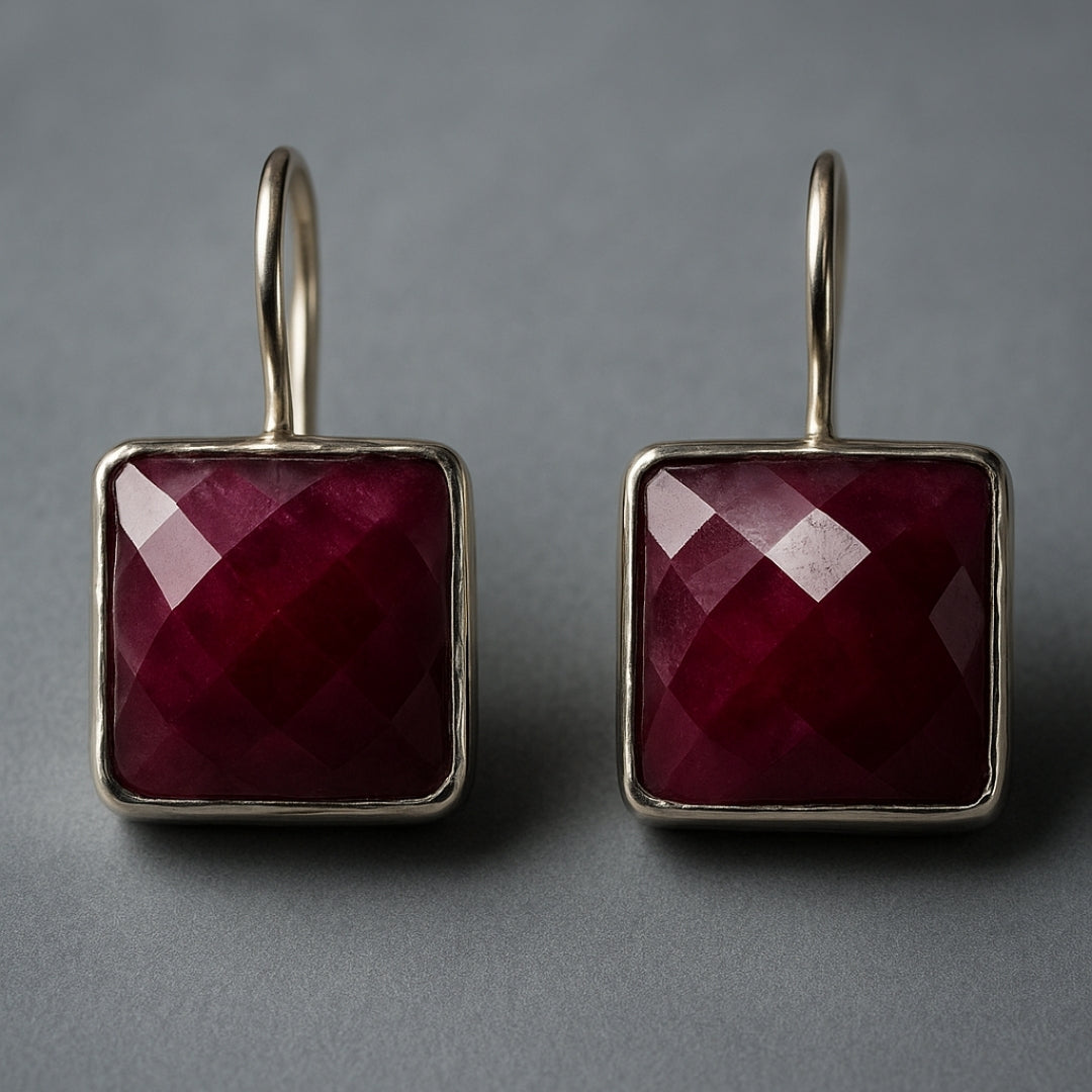Ruby Earrings 925 Sterling Silver Natural Ruby Gemstone Earrings Handmade Luxury Jewelry Passion Courage Confidence Protection Gift for Her