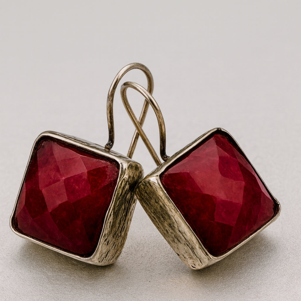 Ruby Earrings 925 Sterling Silver Natural Ruby Gemstone Earrings Handmade Luxury Jewelry Passion Courage Confidence Protection Gift for Her