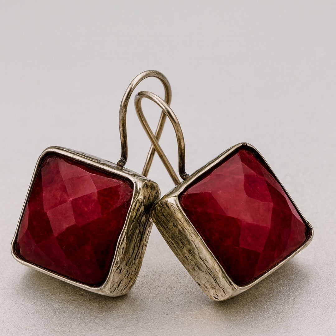 Ruby Earrings 925 Sterling Silver Natural Ruby Gemstone Earrings Handmade Luxury Jewelry Passion Courage Confidence Protection Gift for Her