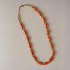 Salmon Coral Blush Necklace | 11x5 mm Barrel Beads