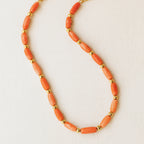 Salmon Coral Blush Necklace | 11x5 mm Barrel Beads