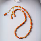Salmon Coral Blush Necklace | 11x5 mm Barrel Beads